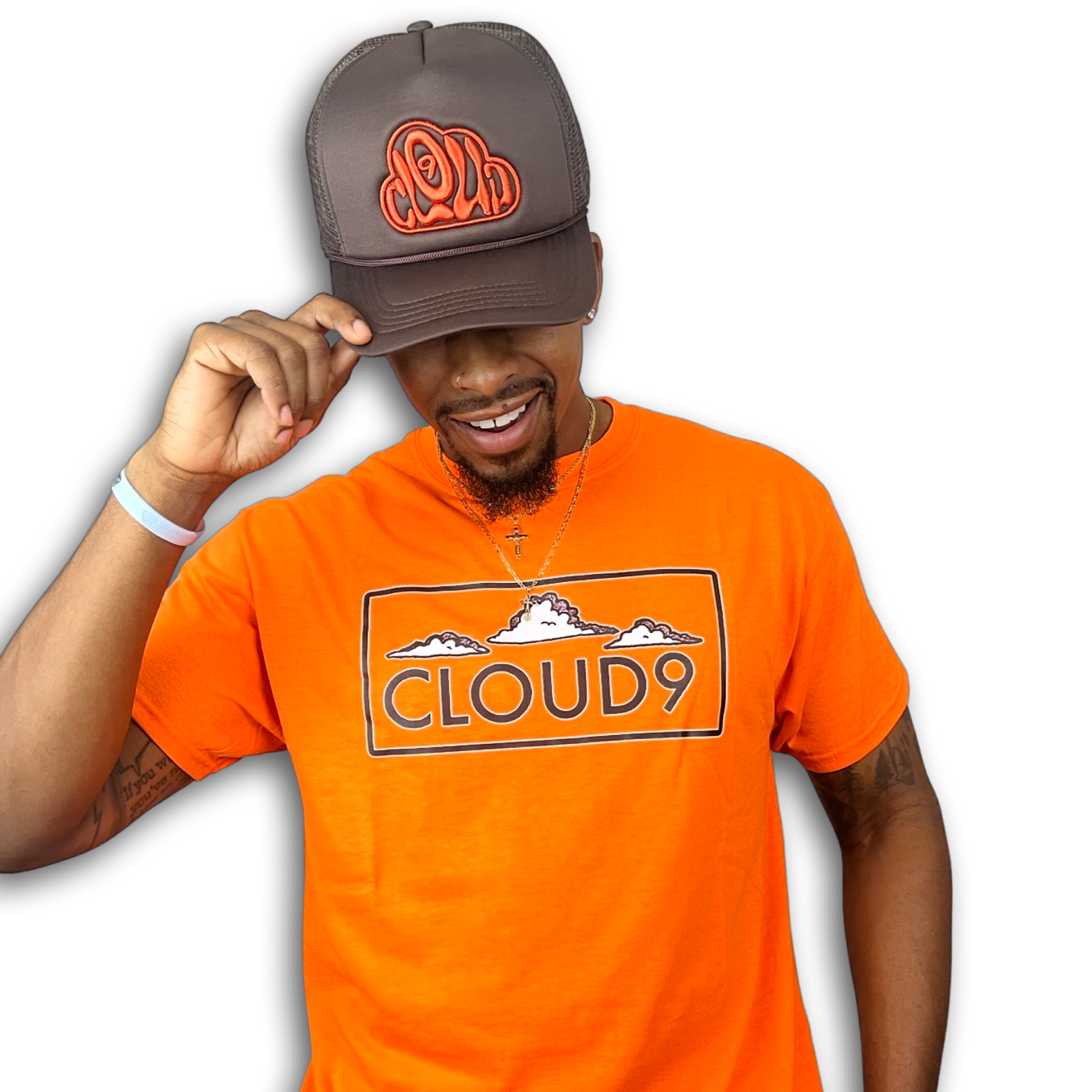 Cloud Nine Box Logo T-Shirt Highlight Orange - CloudNineStreetHeat