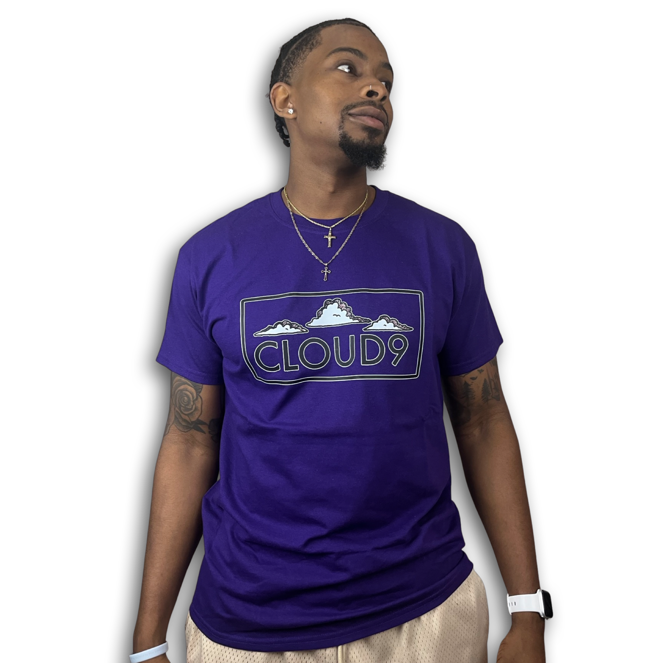 Cloud Nine Box Logo T-Shirt Purple - CloudNineStreetHeat