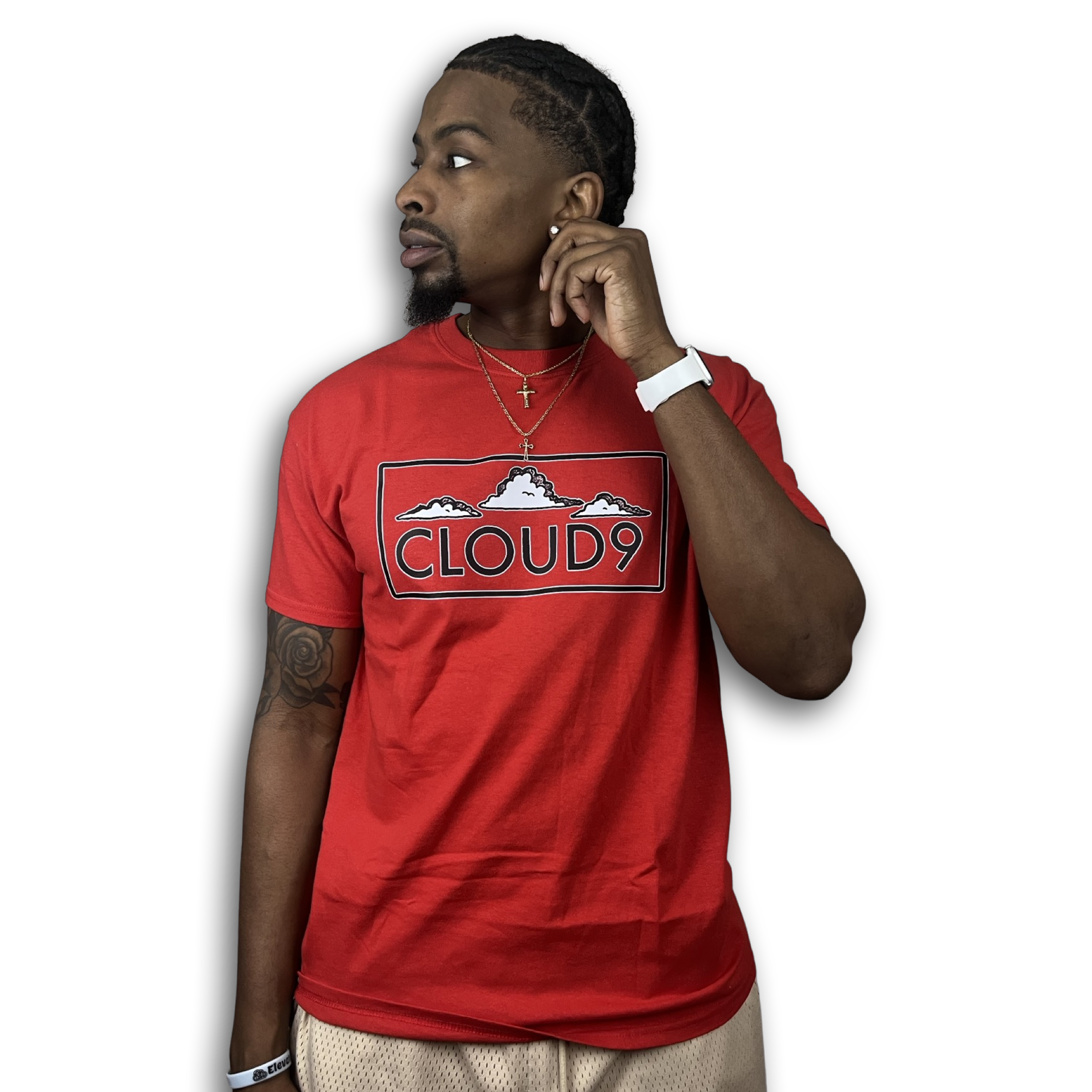 Cloud Nine Box Logo T-Shirt Red - CloudNineStreetHeat