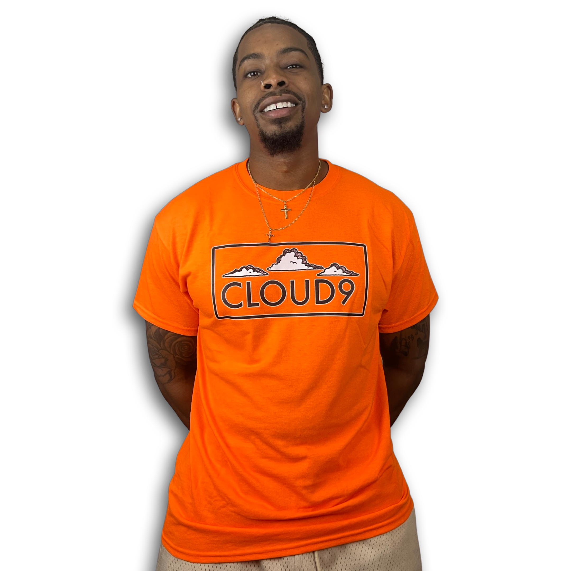 Cloud Nine Box Logo T-Shirt Highlight Orange - CloudNineStreetHeat