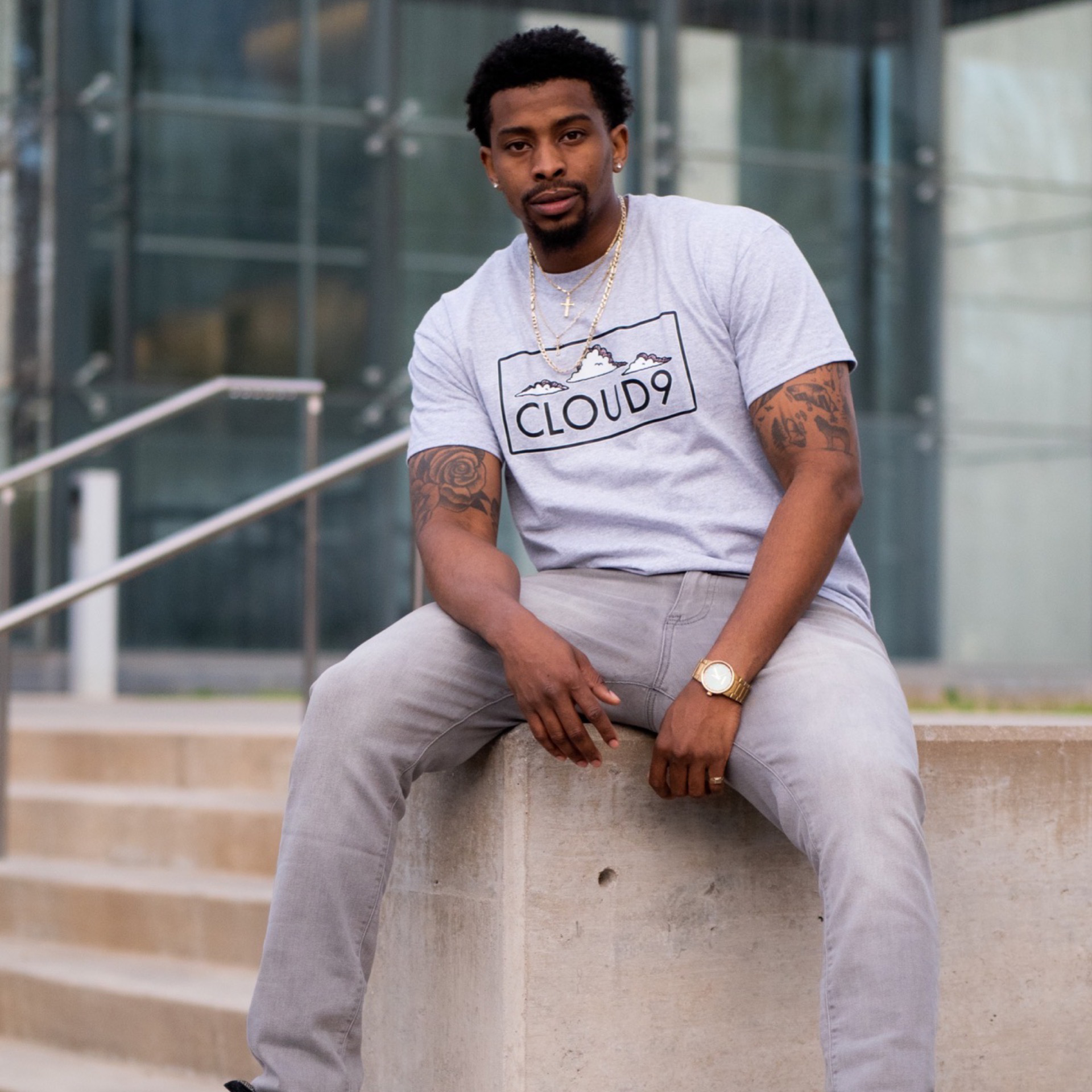 Cloud Nine Box Logo T-Shirt Grey - CloudNineStreetHeat