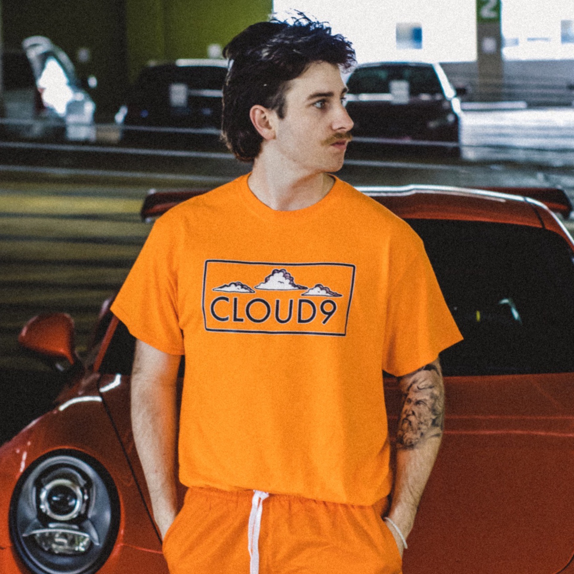 Cloud Nine Box Logo T-Shirt Highlight Orange - CloudNineStreetHeat